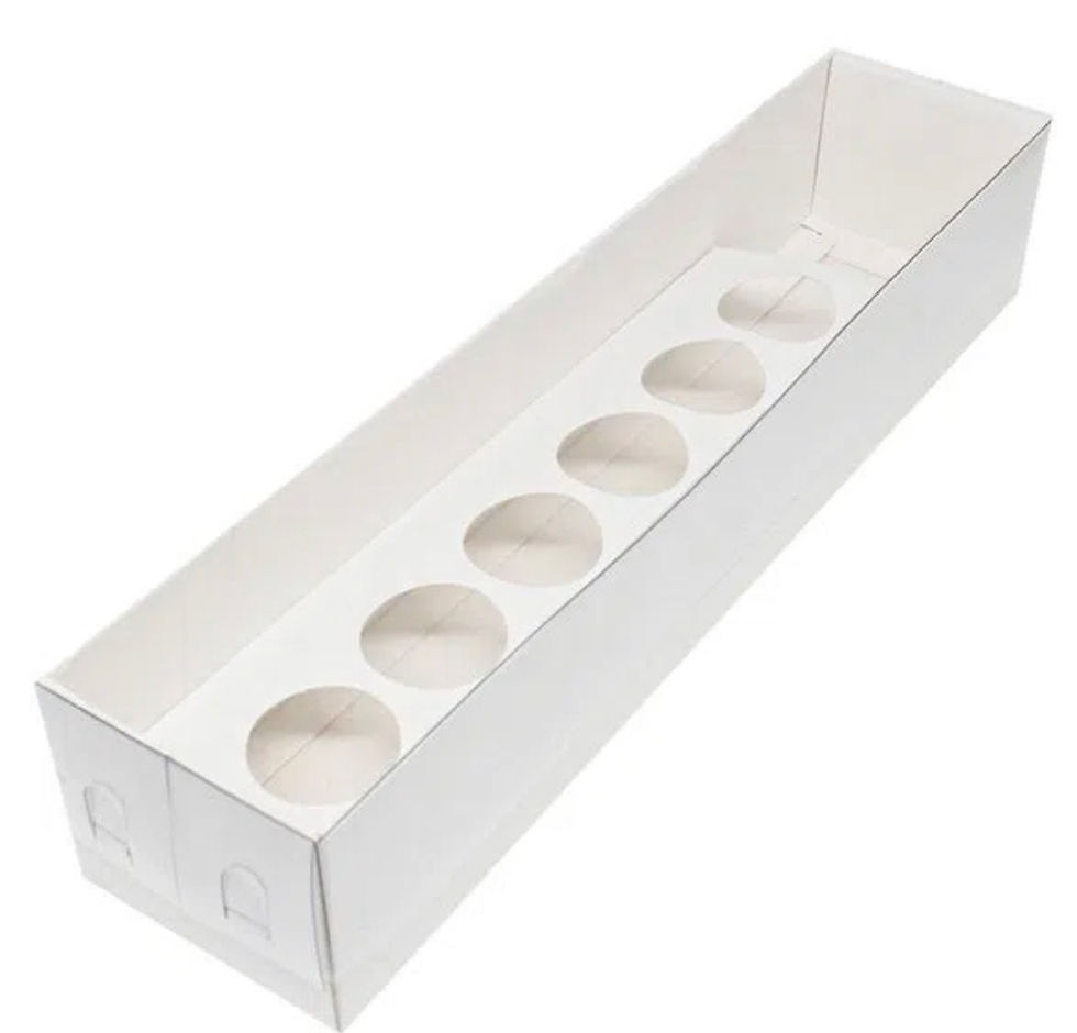 Caixa Retangular Para Botão De Rosa E 6 Doces Cor Branco 6x32x7 C/1 Un