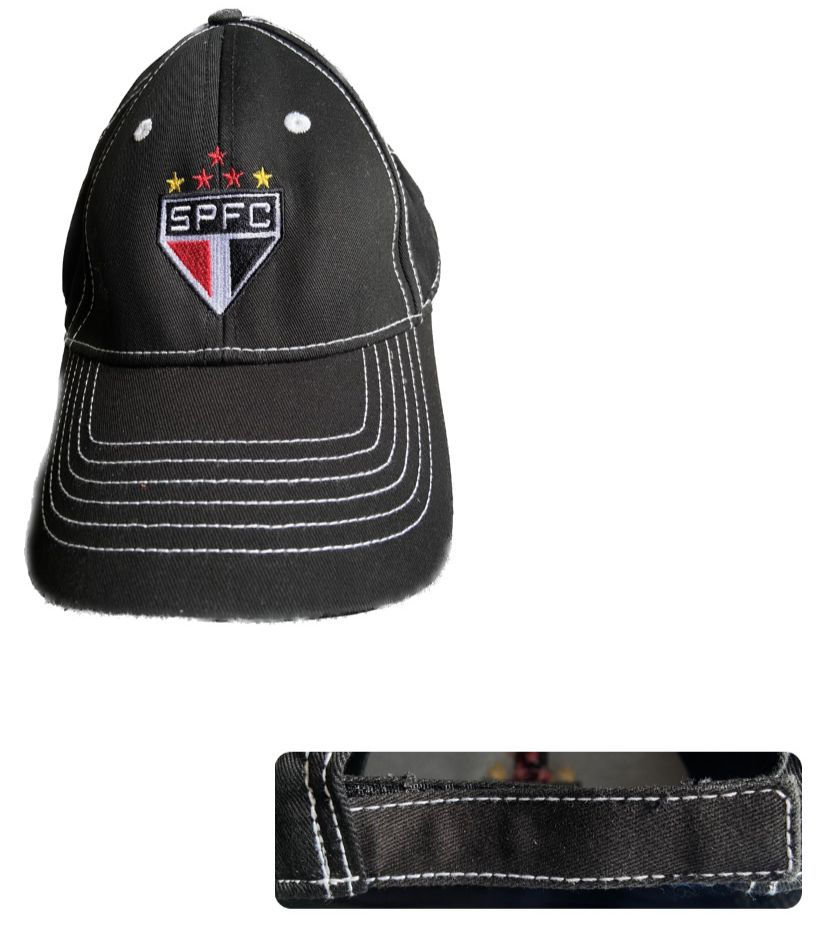 Boné São Paulo bordado preto.