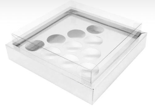 Caixa Árvore de Natal Com 10 Cavidades 15x15cm Branco Com 5 Un.