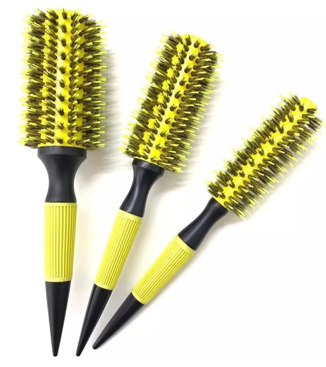 Kit 3 Escovas Térmicas (mod. Evas) Cerdas Naturais De Javali