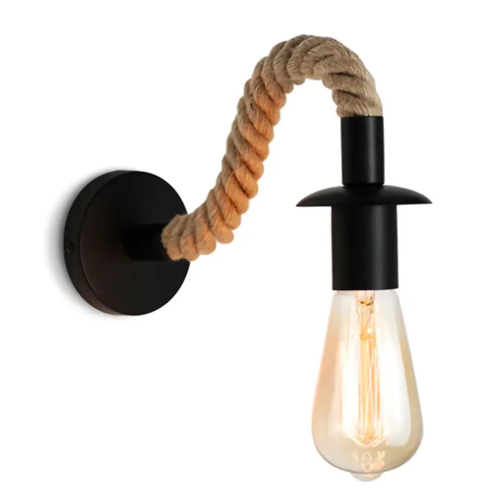 Thumbnail: Retro Hemp Rope Wall Lamp Industrial Decor