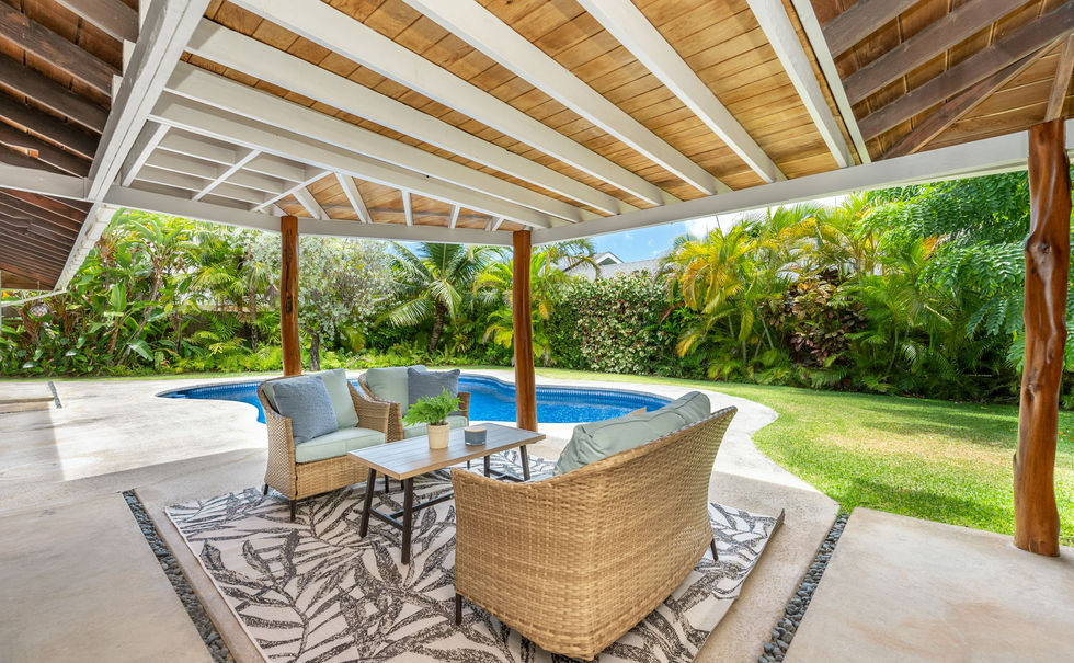 Greenery-rich oasis with ocean-inspired accents in every room.