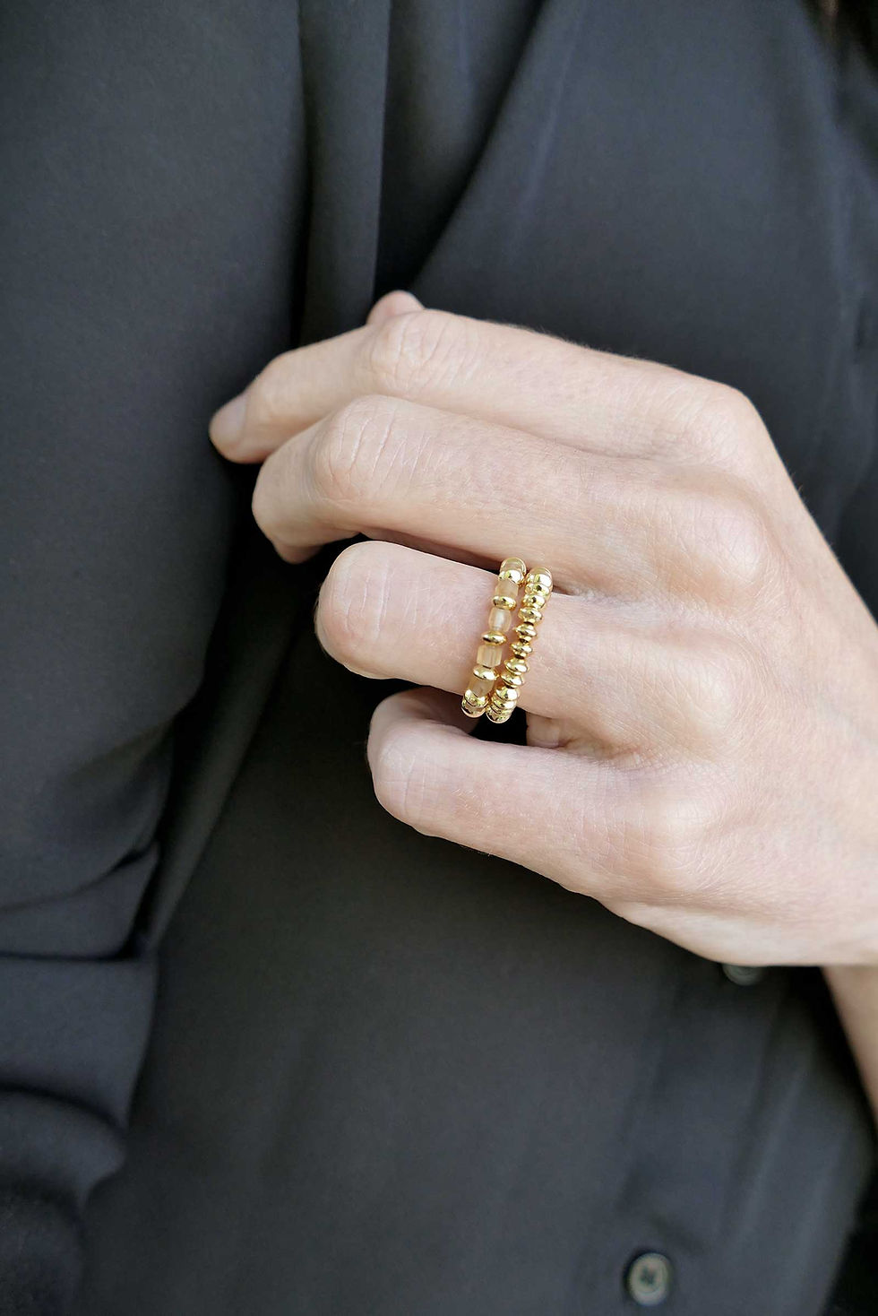 Miniatura: ANILLOS DÚO PERLÉE DE ORO | NUDE