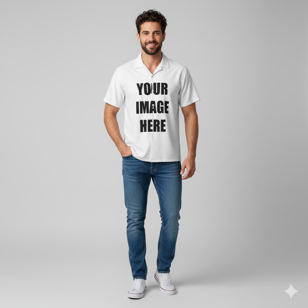 Customizable All-Over Print Men's Hawaiian Shirt With Button Closure