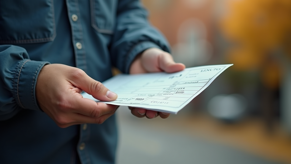 Eye-level view of a worker receiving a paycheck