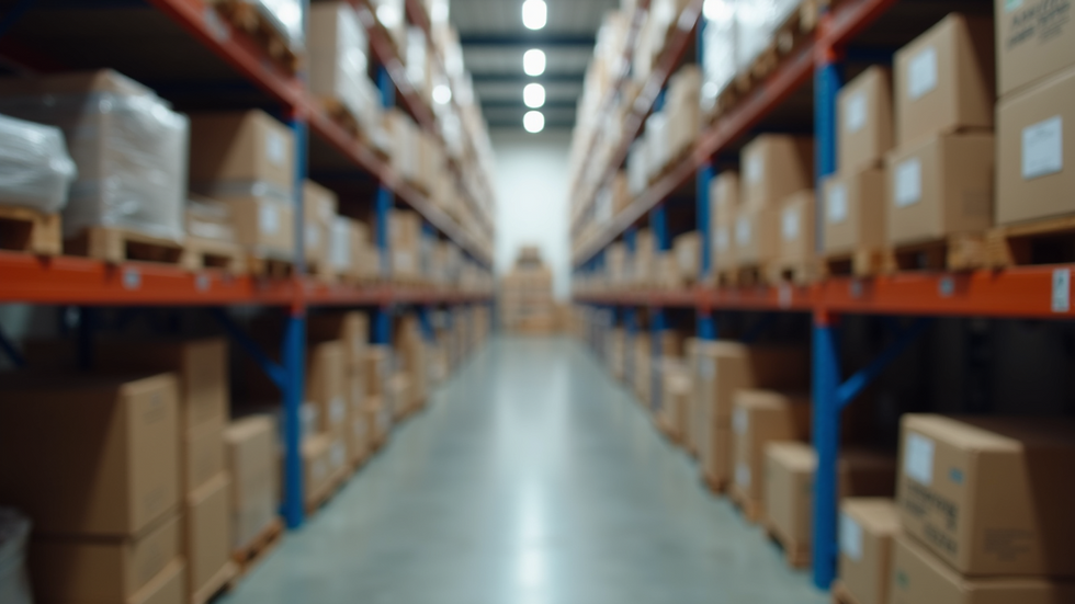 Eye-level view of organized aisle in a warehouse