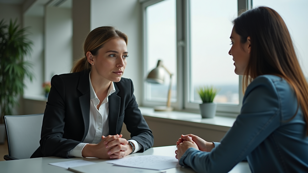 Eye-level view of a recruiter discussing job opportunities with a candidate