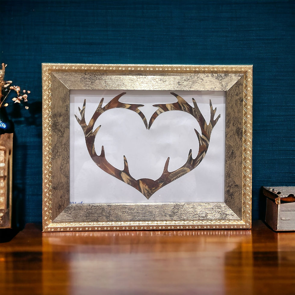 Thumbnail: Stag Antler Heart Feather Silhouette