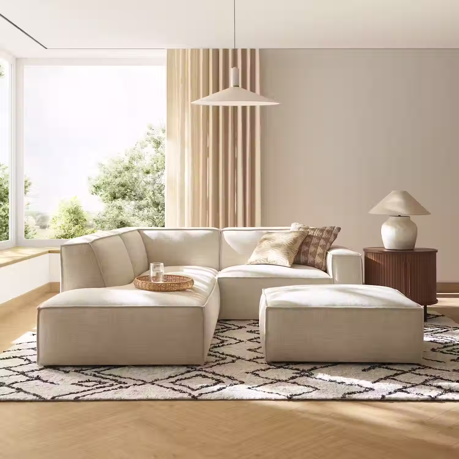 Jonathan Side Chaise Sectional Sofa with Ottoman | CASTLERY