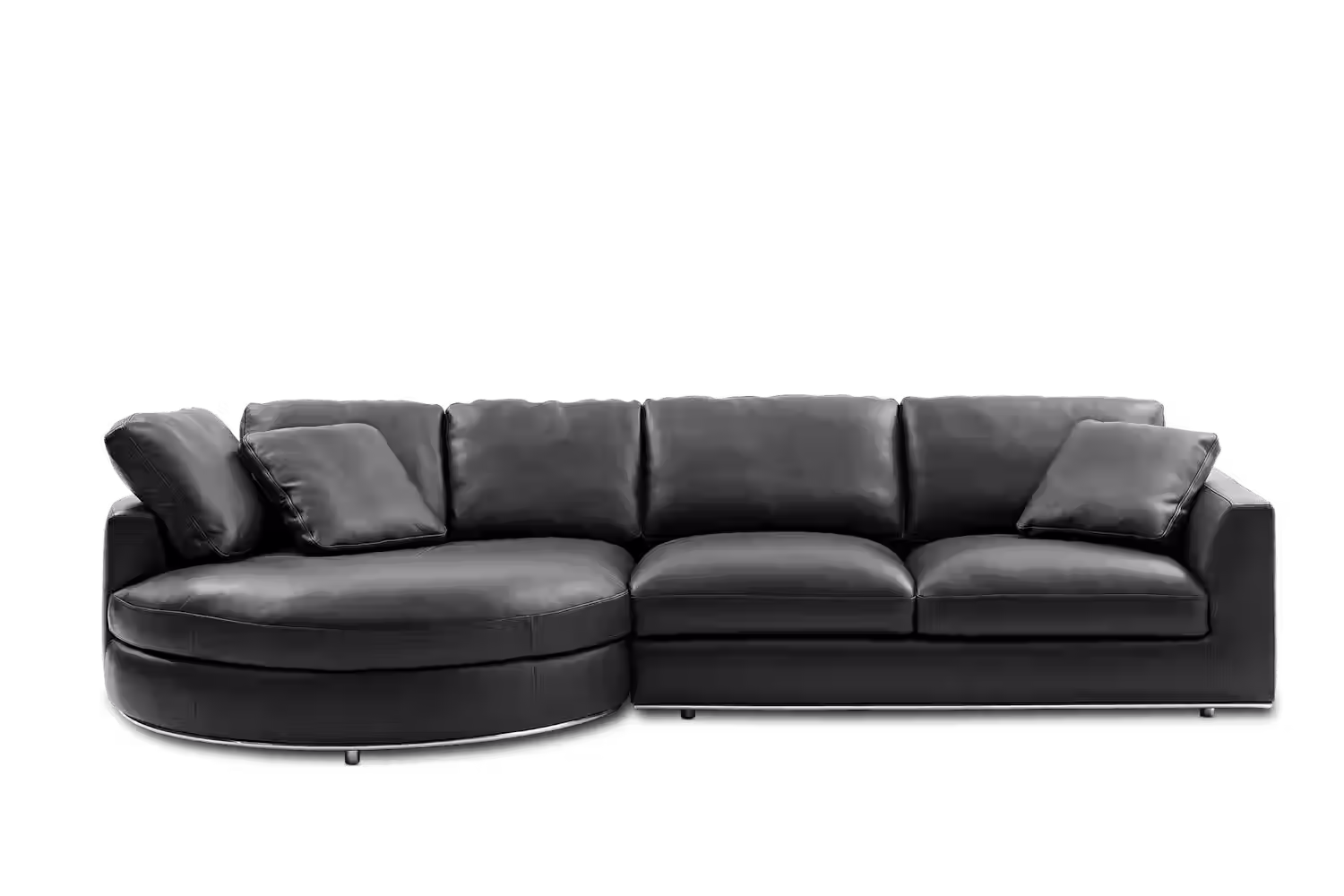 Hamilton Leather Round Chaise Sectional Sofa |CASTLERY