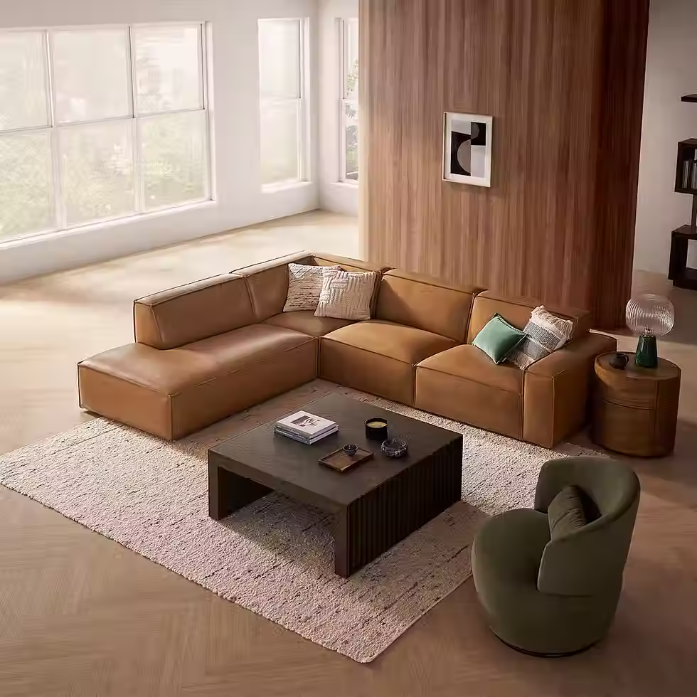 Thumbnail: Jonathan Leather Extended Side Chaise Sectional |CASTLERY