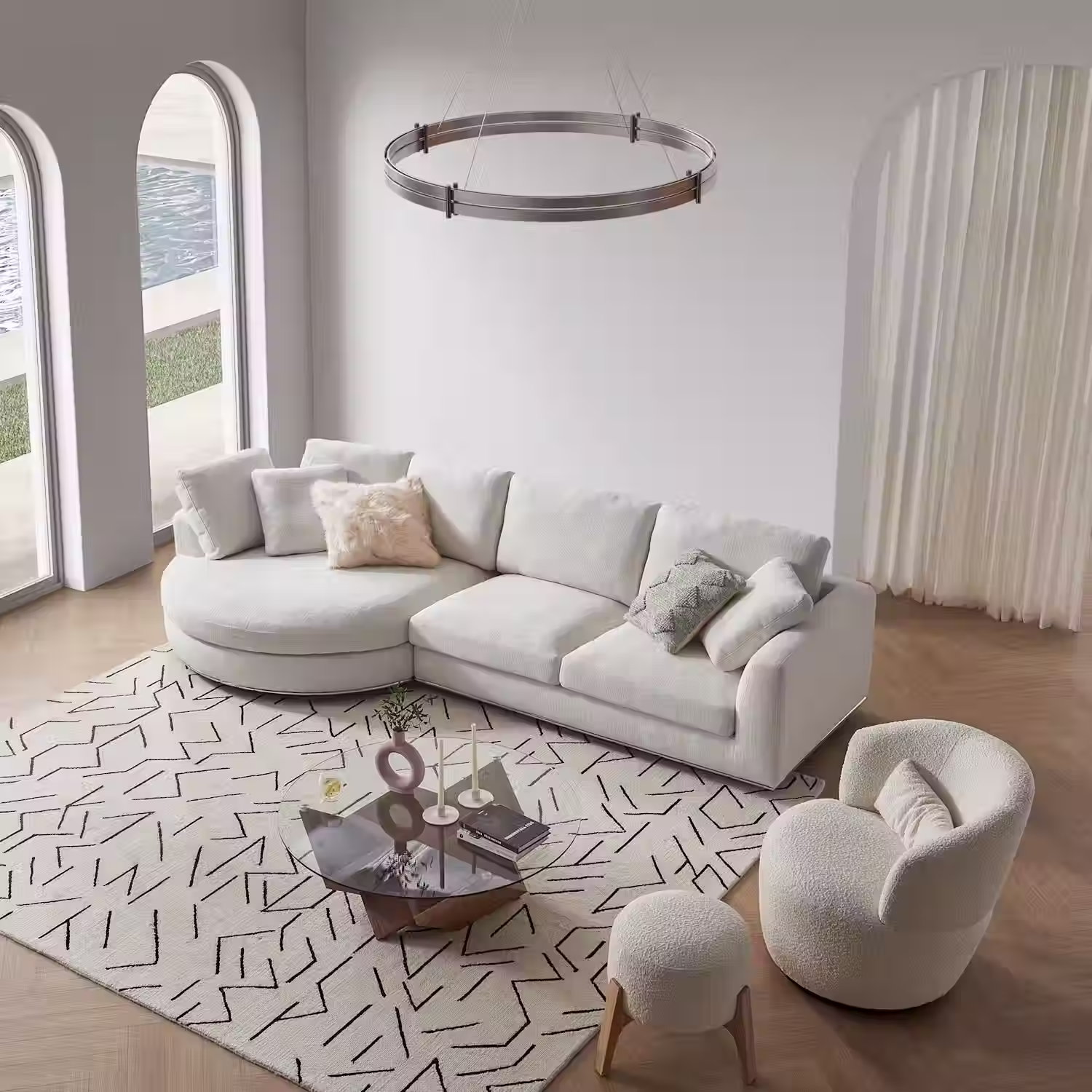 Hamilton Round Chaise Sectional Sofa | CASTLERY