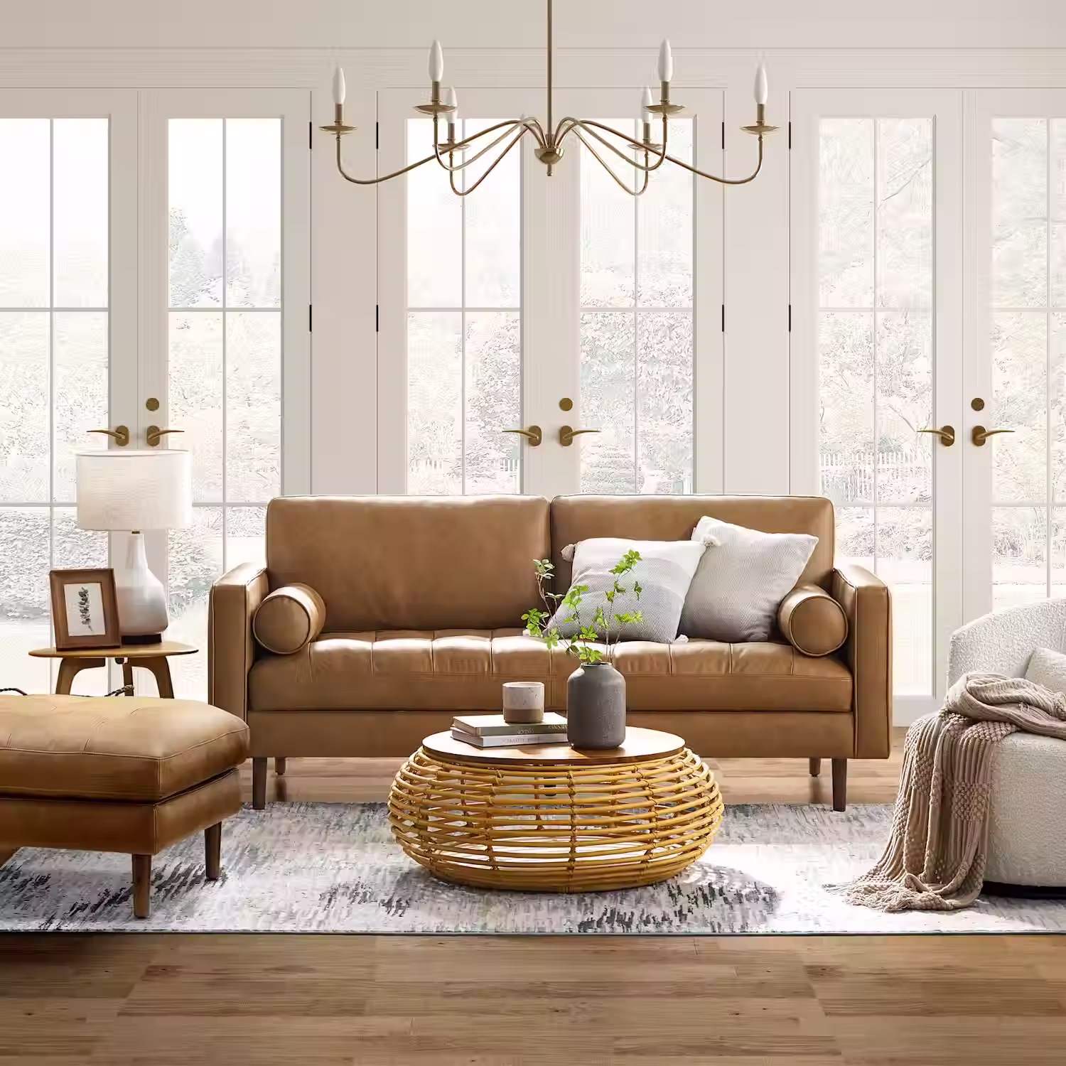 Madison Leather Loveseat with Ottoman | CASTLERY