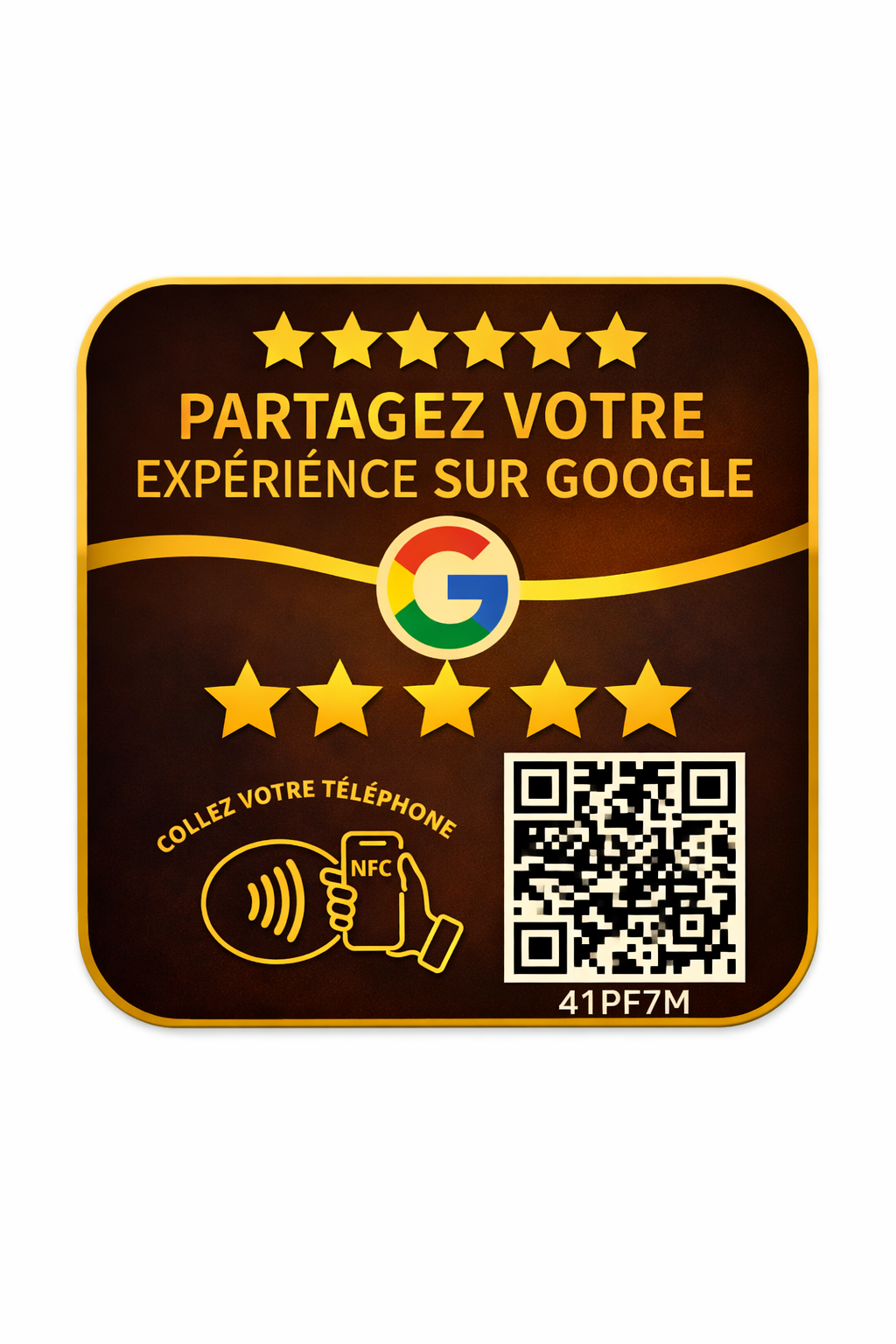 Autocollant TASTINGOOD invitant à laisser un avis Google avec QR code et note cinq étoiles