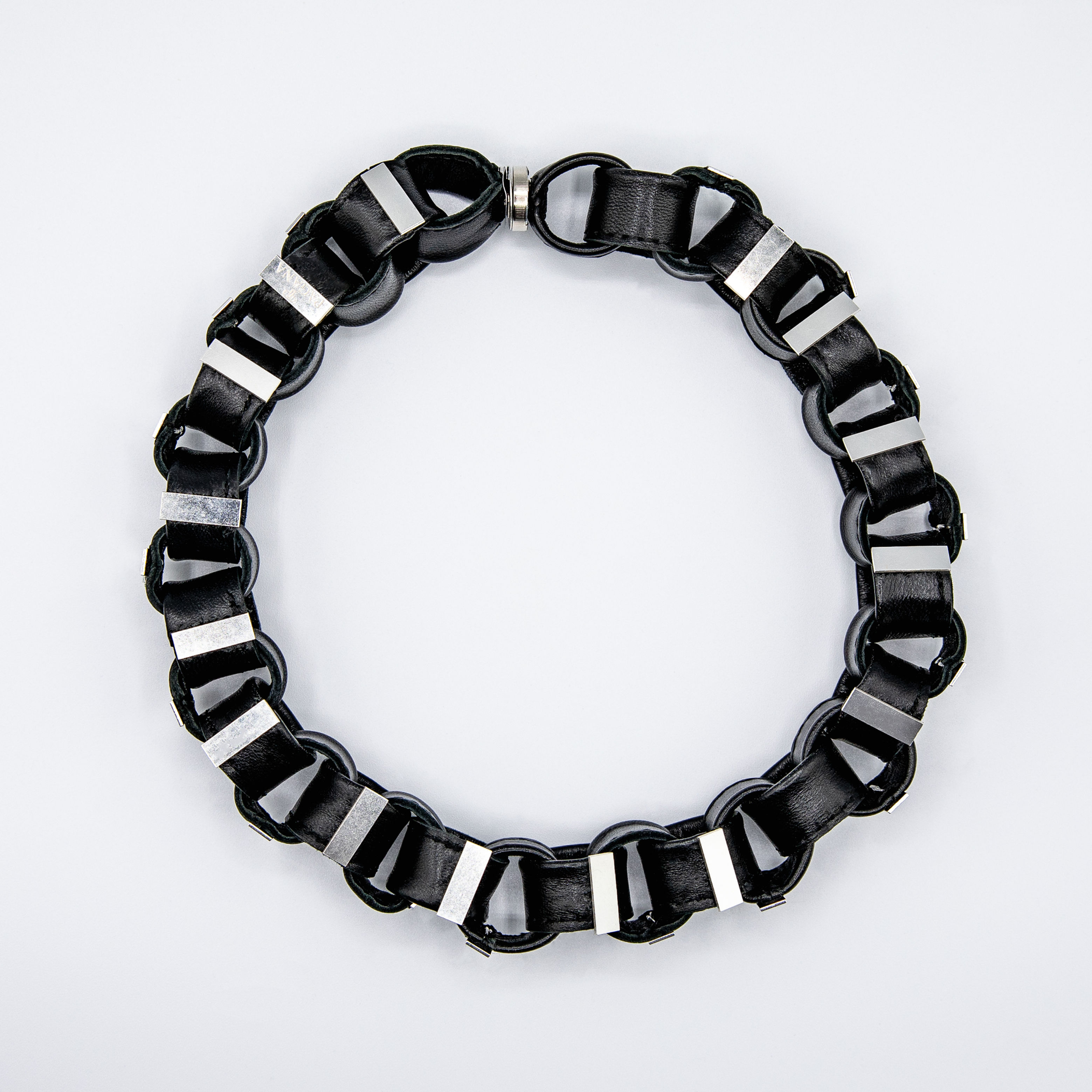 Genuine Leather Chain Necklace with 925 Silver