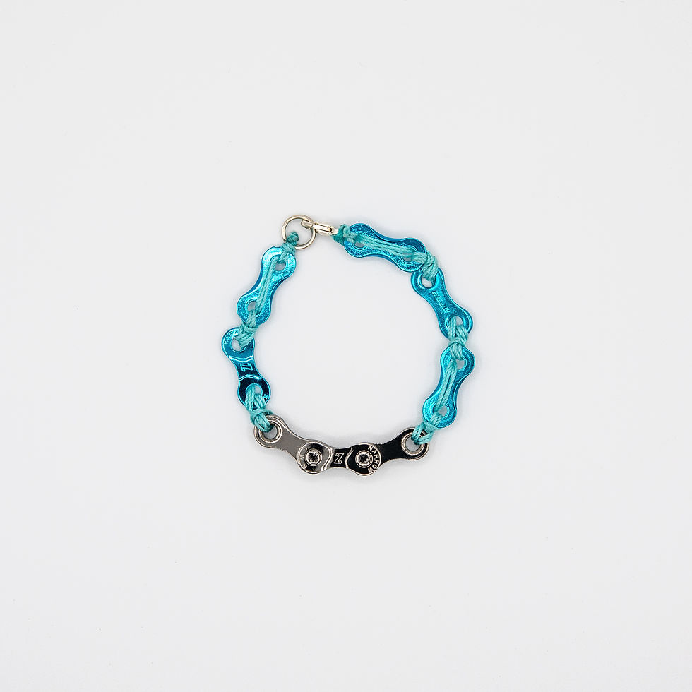 Thumbnail: Altair Bracelet Summer Model Palladium Plated  with Light Blue Strings