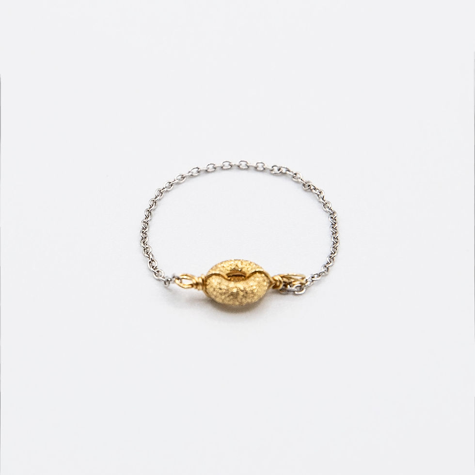 Miniatura: Dainty Chain Ring in 18K White Gold with 18K Yellow Gold Circle