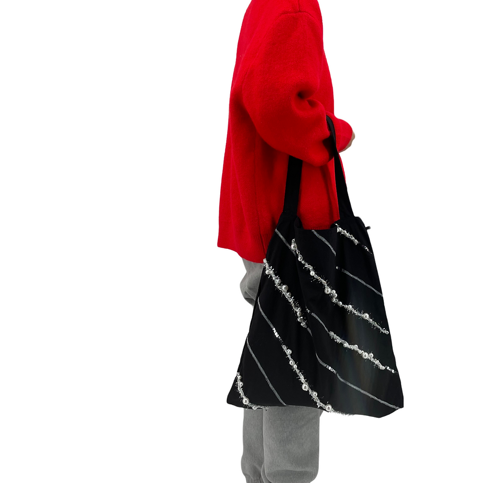 Thumbnail: Black Tote in Silver Rain