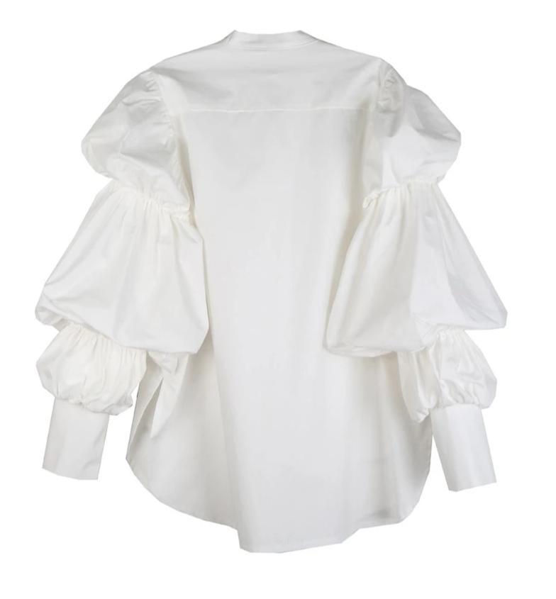 Thumbnail: Daoko Pleated Puff Long Sleeve Shirt - White
