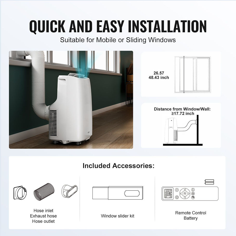 Thumbnail: VEVOR Portable Air Conditioner 12k BTU 3 in 1 AC Cool Dehumidifier Fan