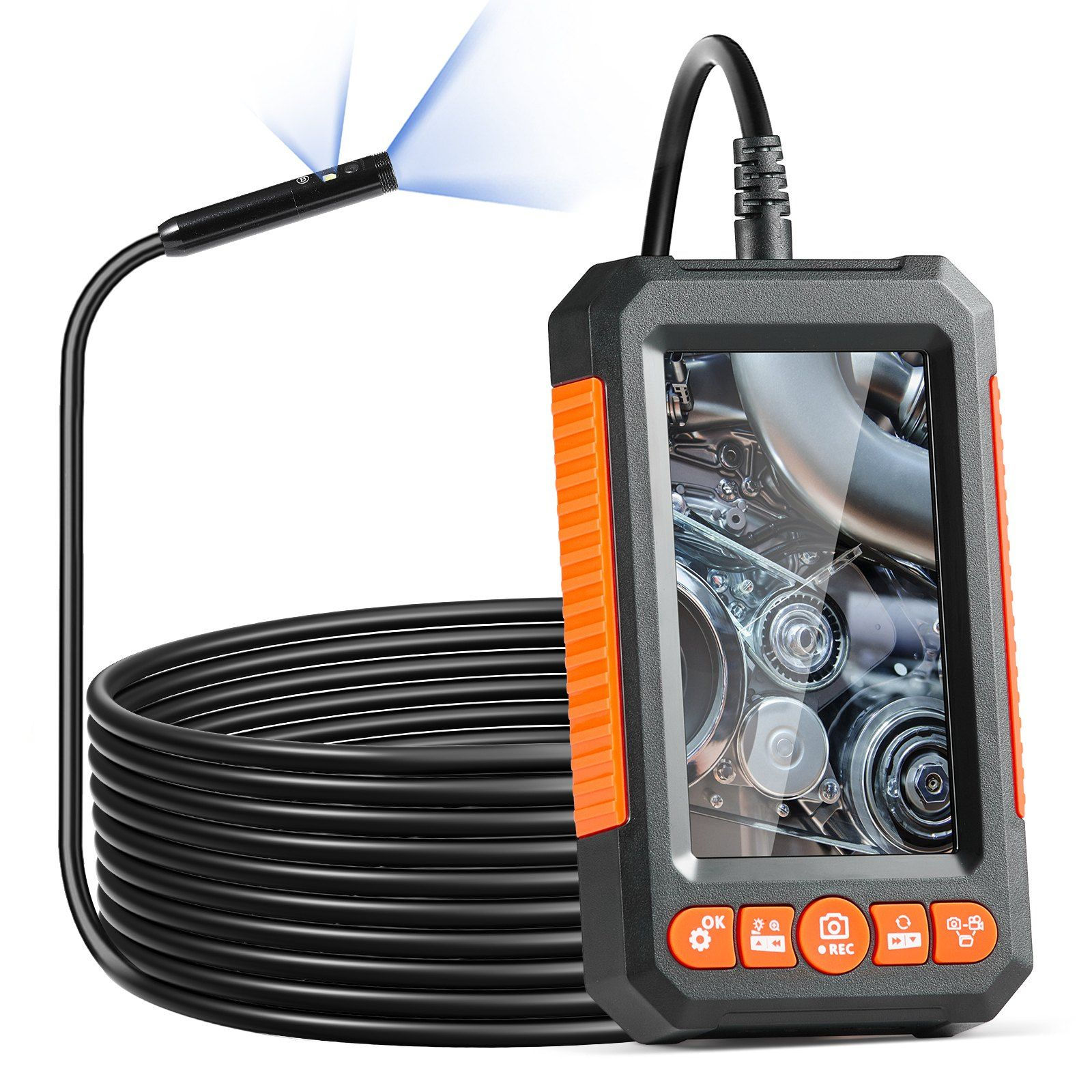 VEVOR Endoscope Camera with Lights Dual Lens Borescope 16.4FT Cable 4.3" Screen