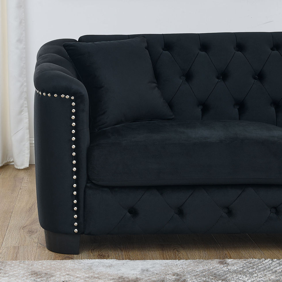 Thumbnail: 77-Inch Modern Chesterfield Velvet Sofa, 3-Seater Sofa, Upholstered Tufted Backr