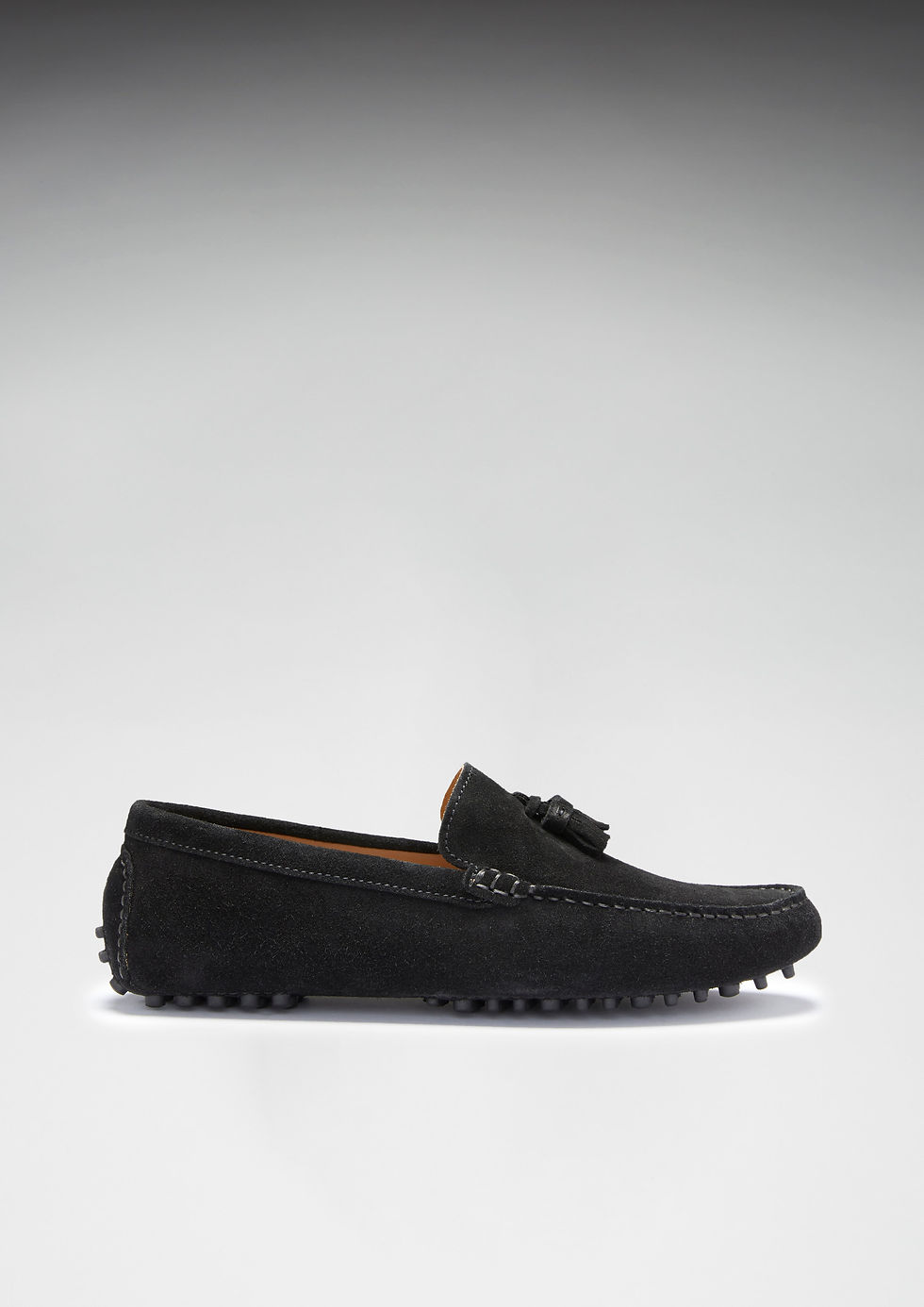 Thumbnail: Tasselled Driving Loafers, Black Suede