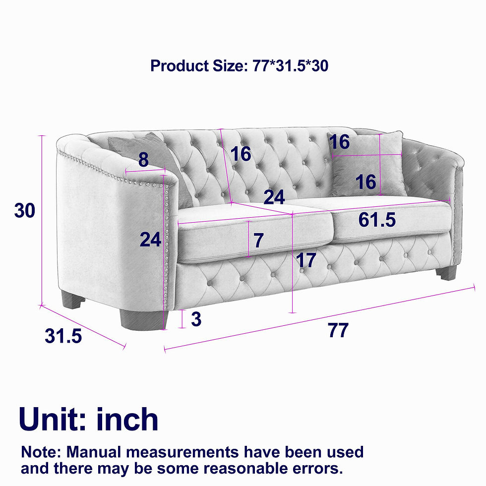 Thumbnail: 77-Inch Modern Chesterfield Velvet Sofa, 3-Seater Sofa, Upholstered Tufted Backr