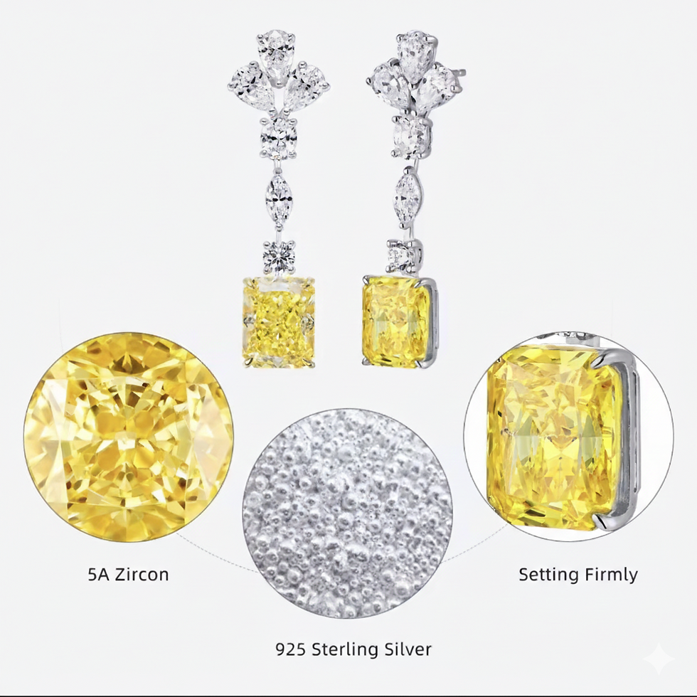 Miniatura: Aretes Afrodita de Plata 925 con zirconia amarillo