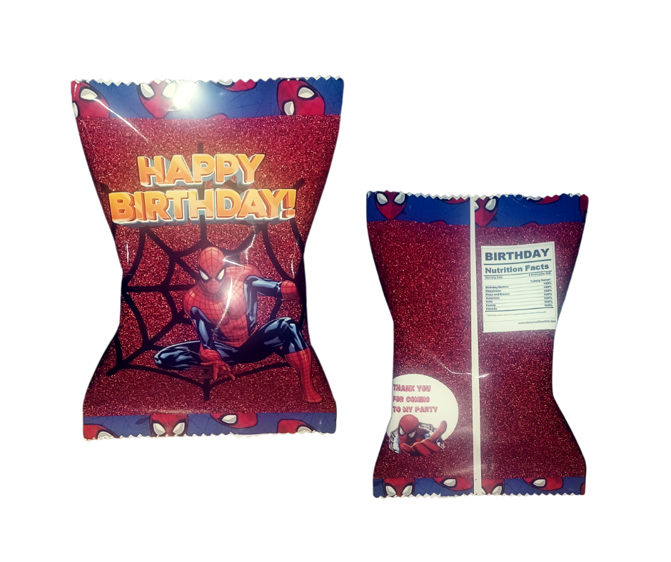 Party Pack X 10 Chip Bag Spiderman Theme - Kids Birthday Party Favour Gift Pack