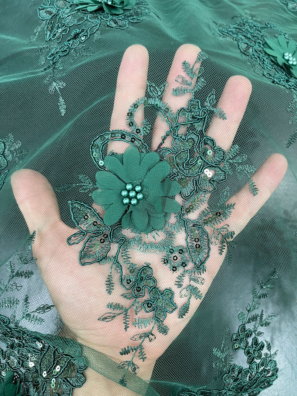 Miniatura: TUL BORDADO 3D VERDE BOTELLA