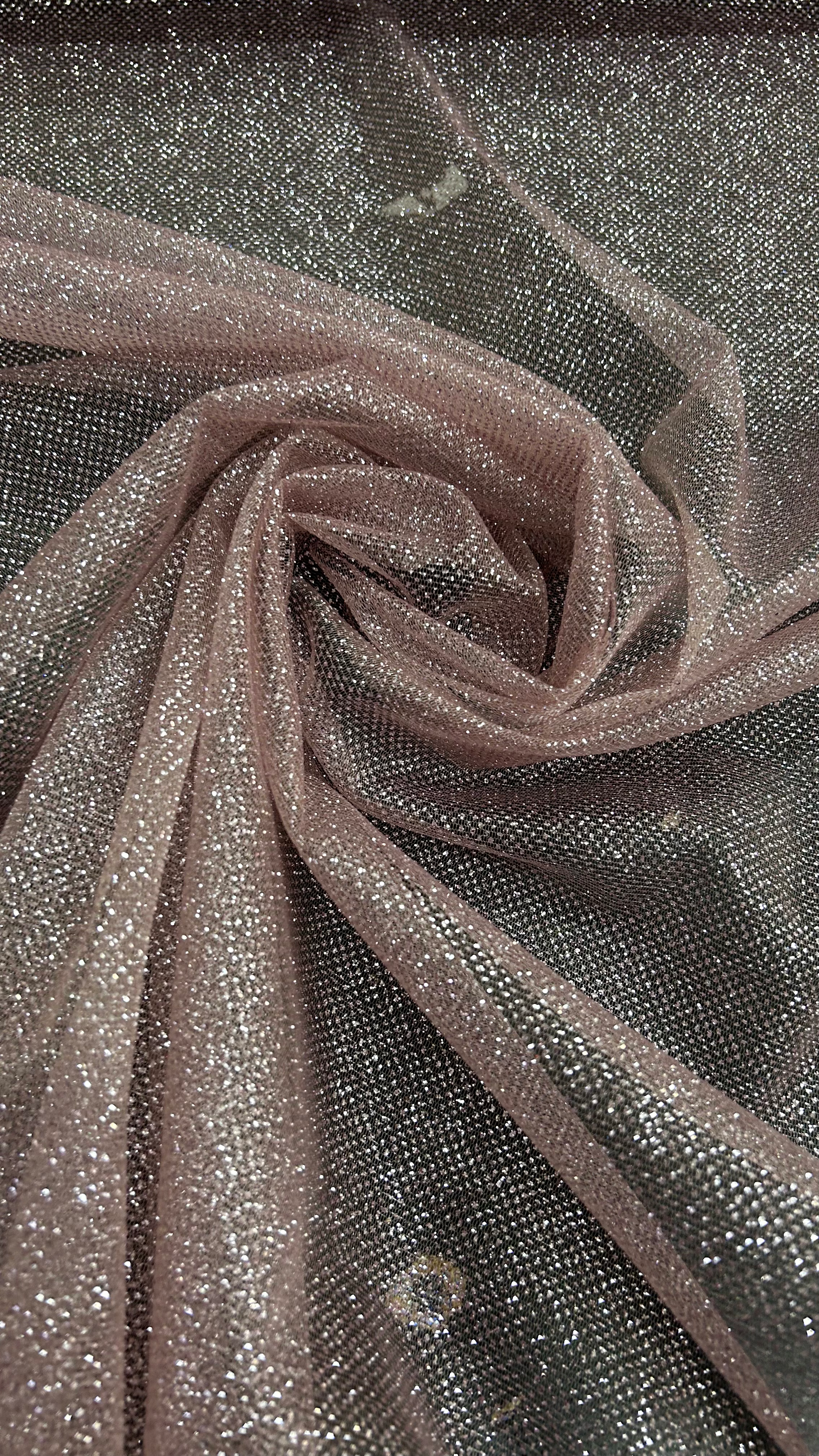 TUL CON GLITTER ROSA PALO