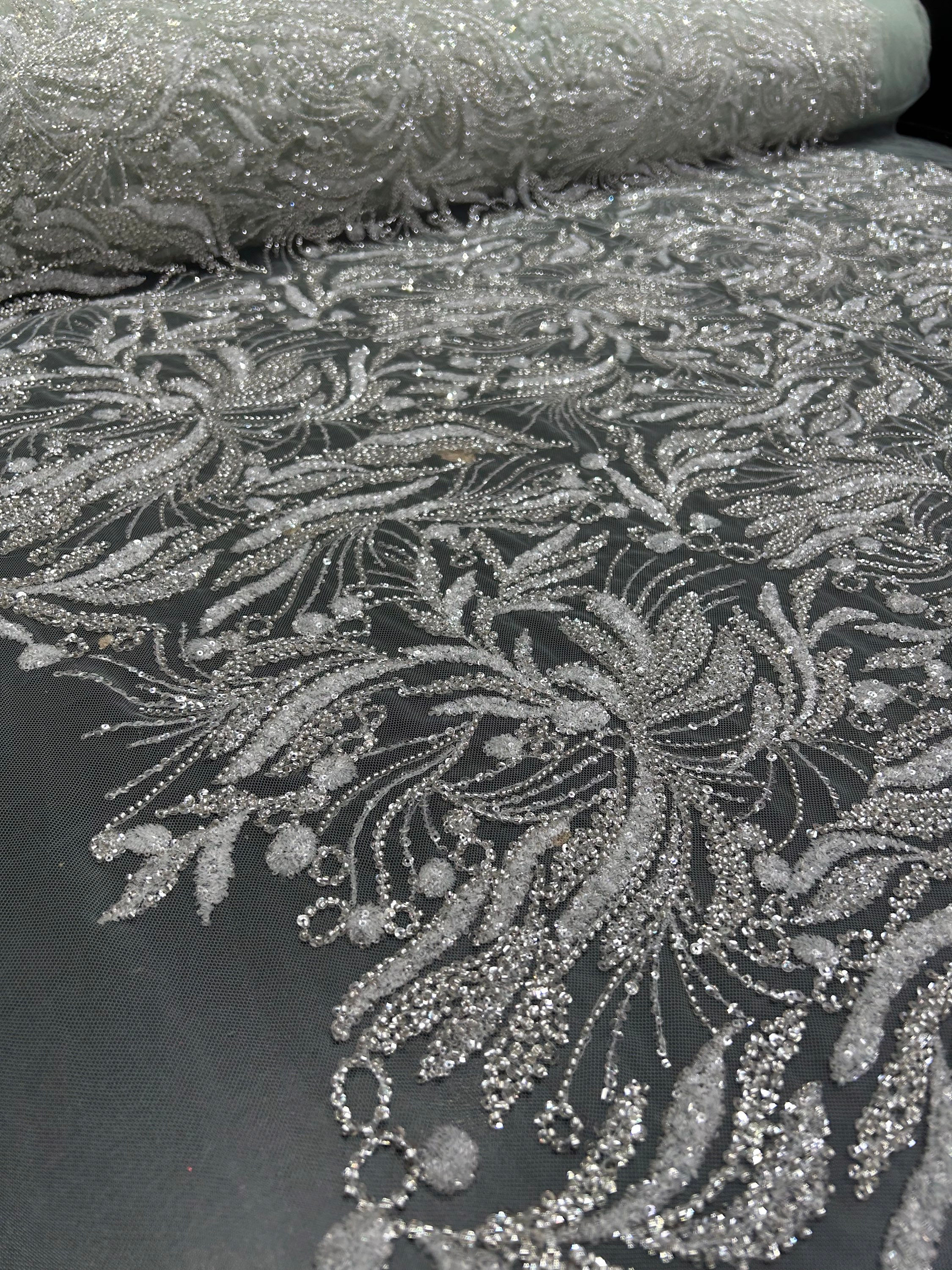 TUL BORDADO VERDE MENTA