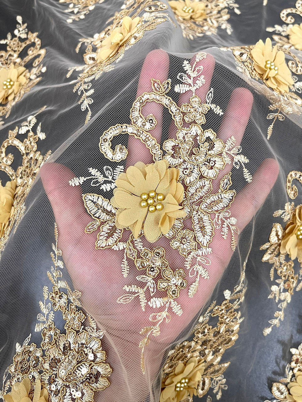 Miniatura: TUL BORDADO 3D DORADO