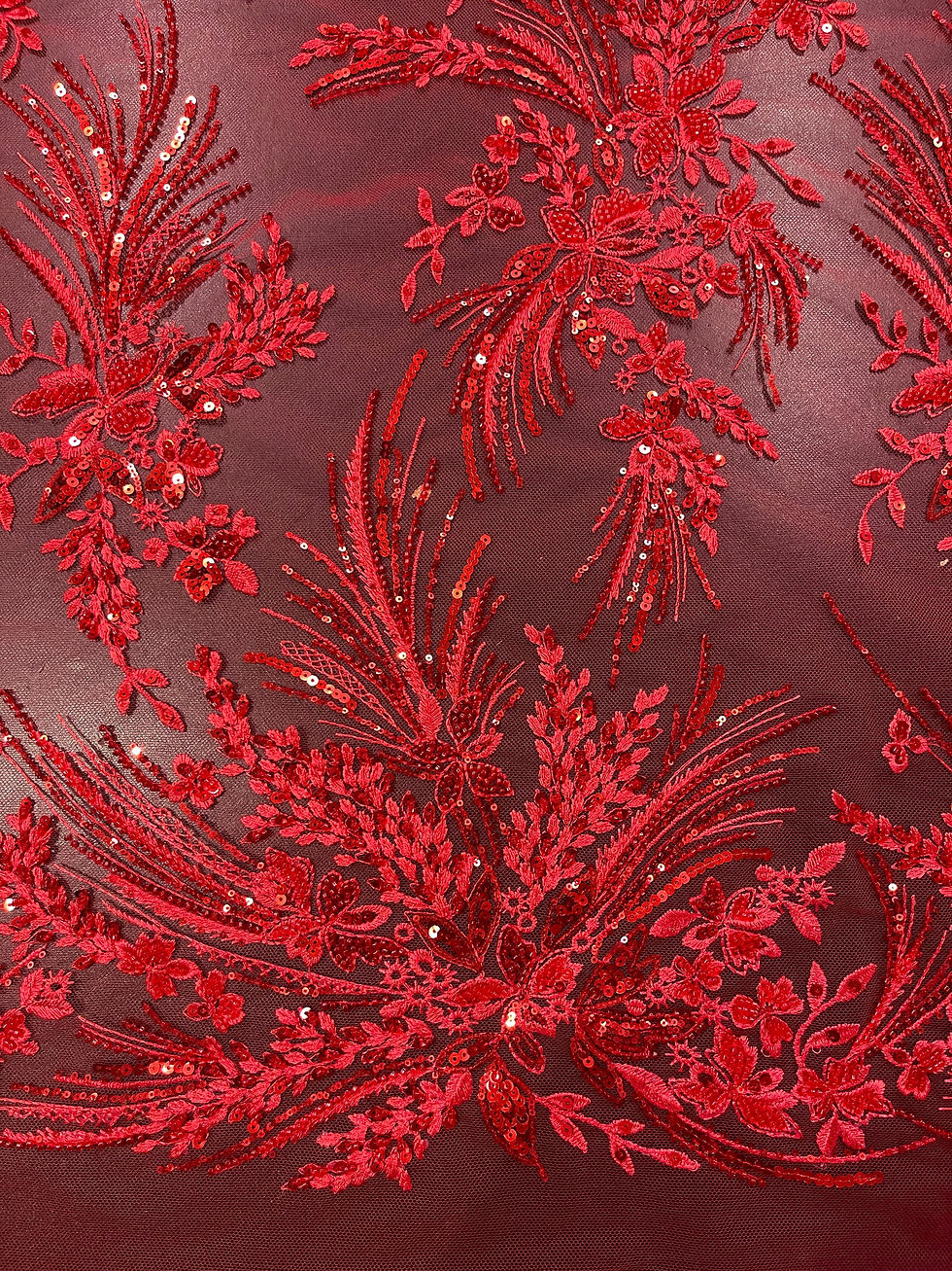 Miniatura: TUL BORDADO ROJO
