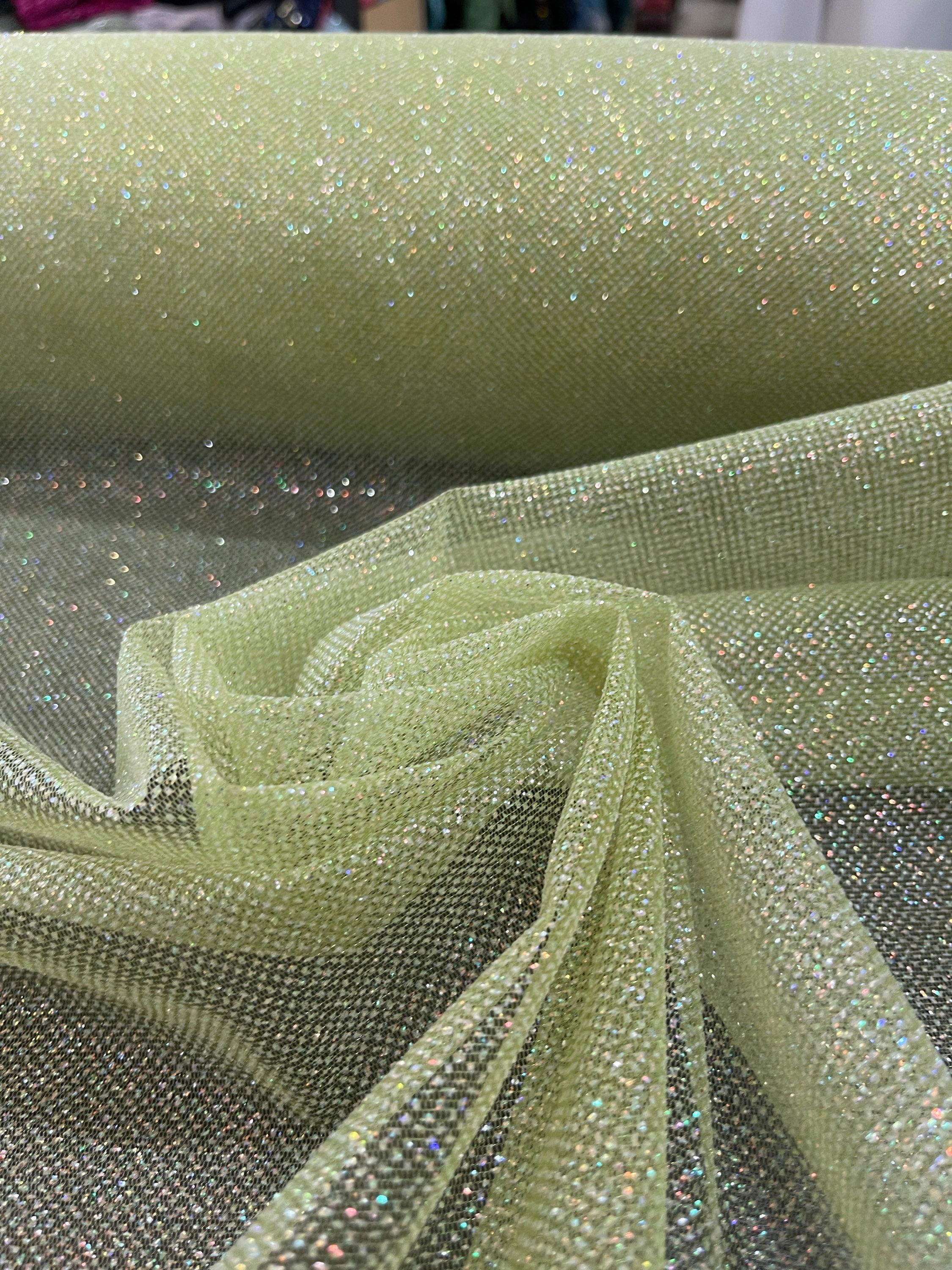 TUL CON GLITTER VERDE MANZANA