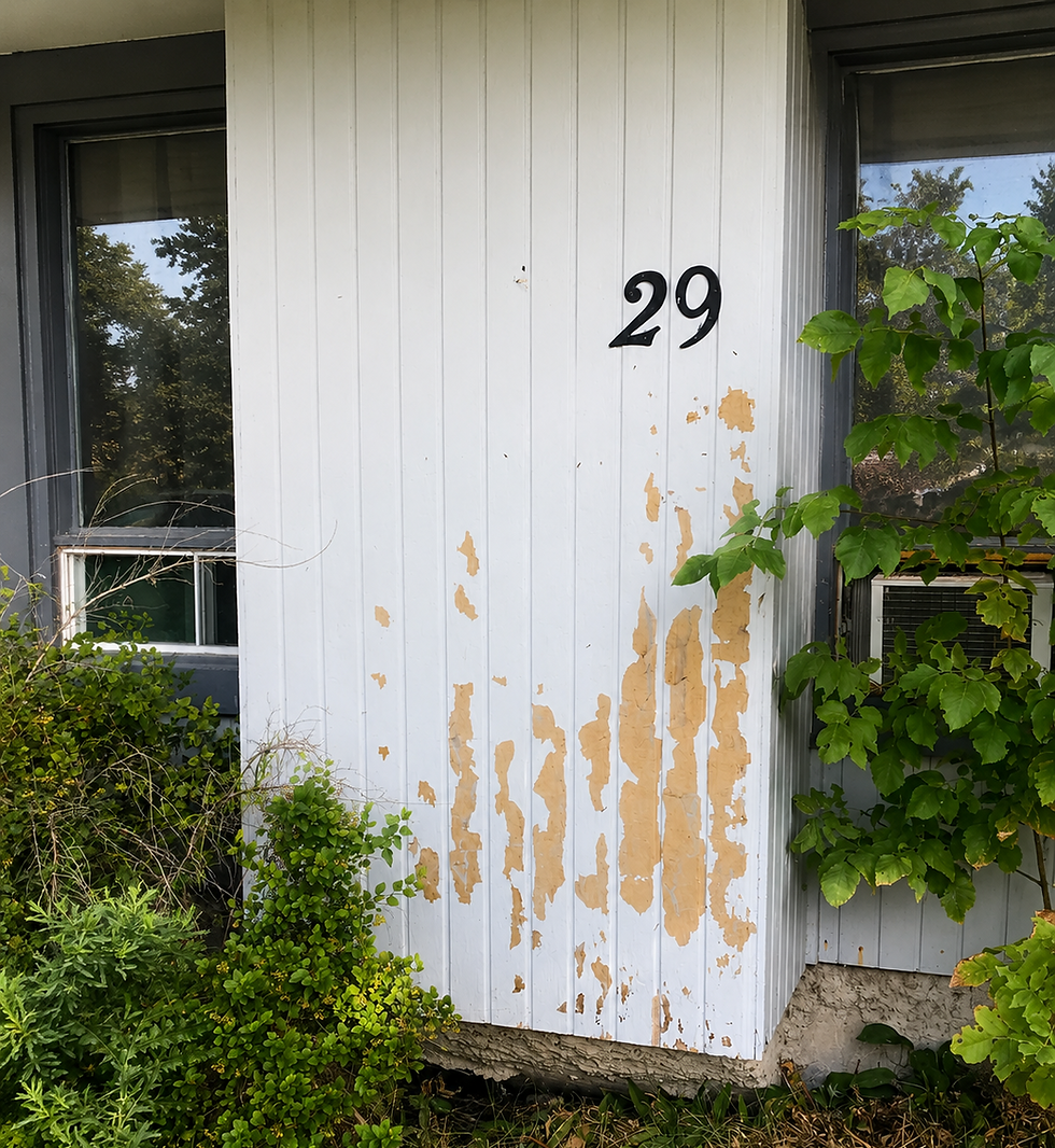 An example of peeling paint and bubbling paint on home exterior, common signs that prep work was skipped on a previous paint job