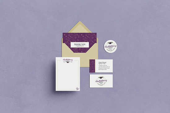 Stationery Design Mockup for Huckleberry Creek by Logodentity Designer Ashley Shelton