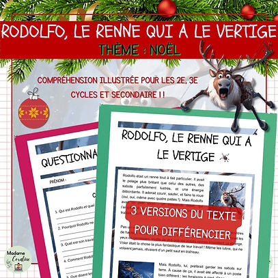 Compréhension de lecture de Noël – Rodolfo, le renne qui a le vertige