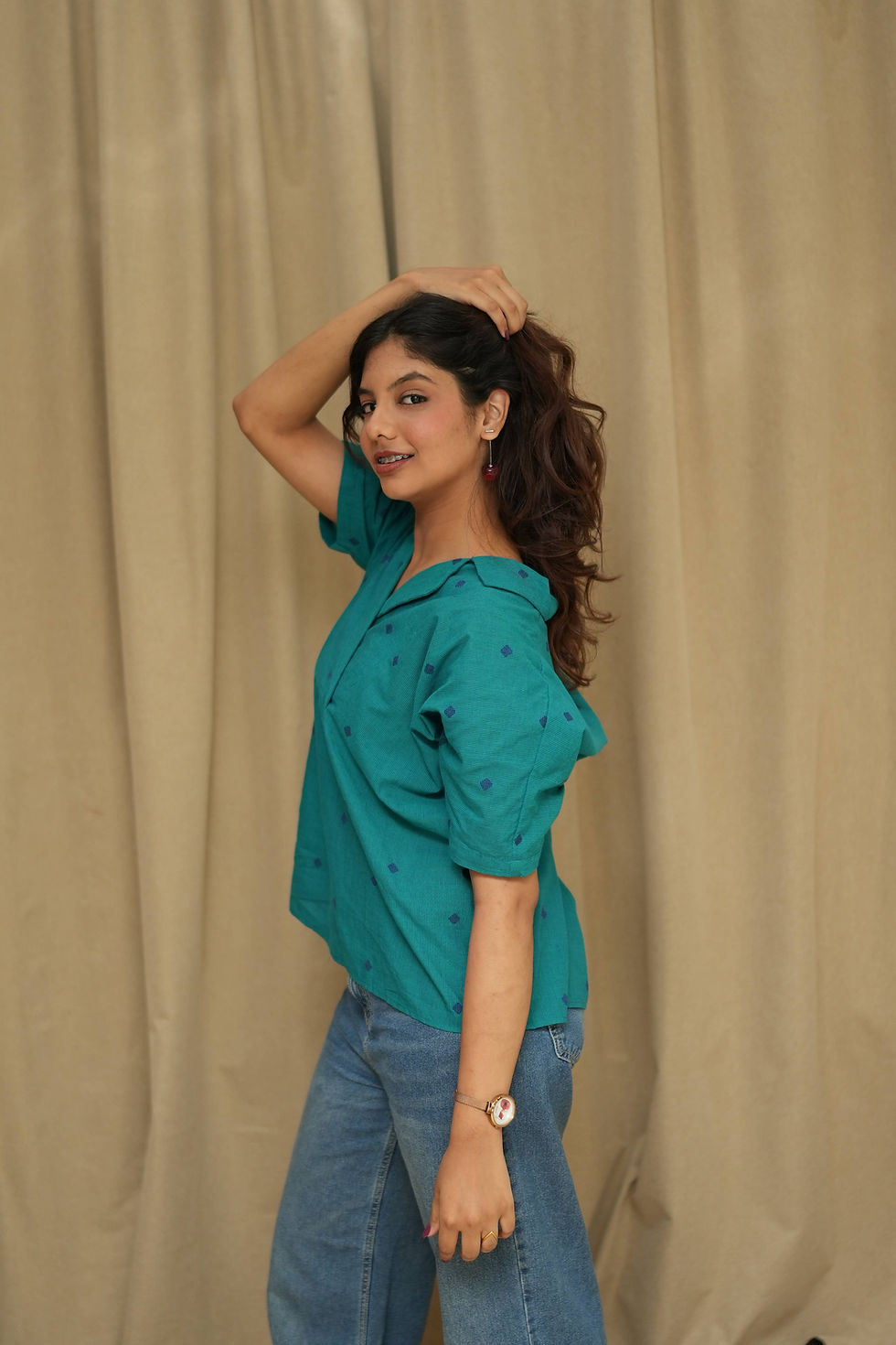 Thumbnail: Teal Geometric Top