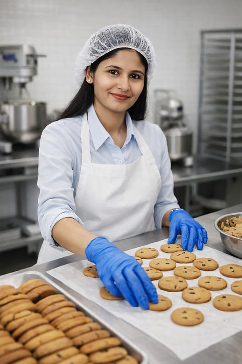 Godveli’s founder perfecting a fresh batch of artisanal cookies in our Pune bakery