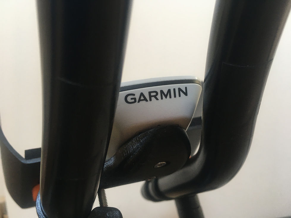 Thumbnail: Black Ward TT Triathlon Bicycle Aerobar Extension Computer Bracket front view showing Garmin Edge 520 head unit