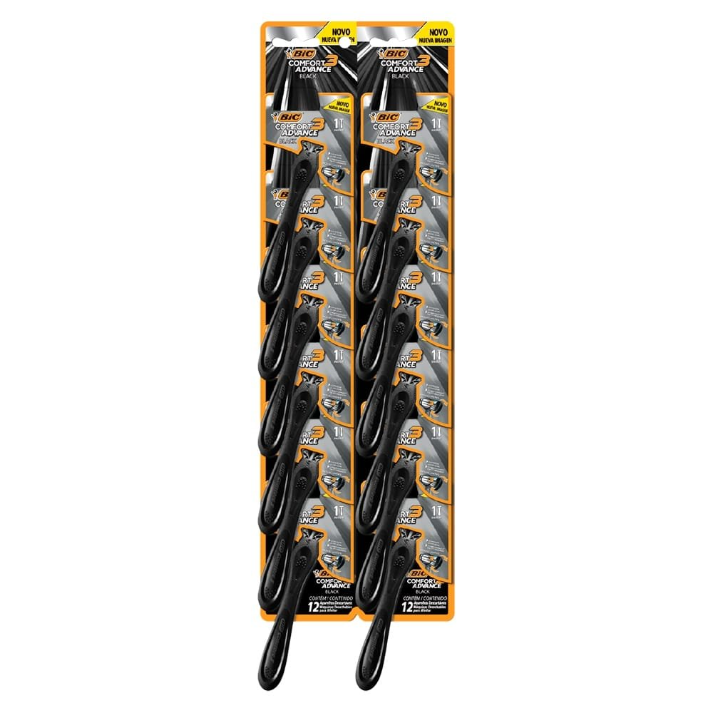 Aparelho Bic comfort com 3 preto com 12 unid