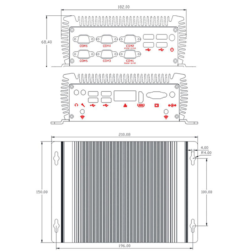 Thumbnail: 6COM * 8USB Fanless Industrial Computer  i3/i5/i7