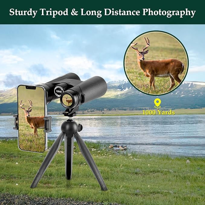 Thumbnail: Binoculars HD 12x42 for Adults High Powered with Phone Adapter and Tripod