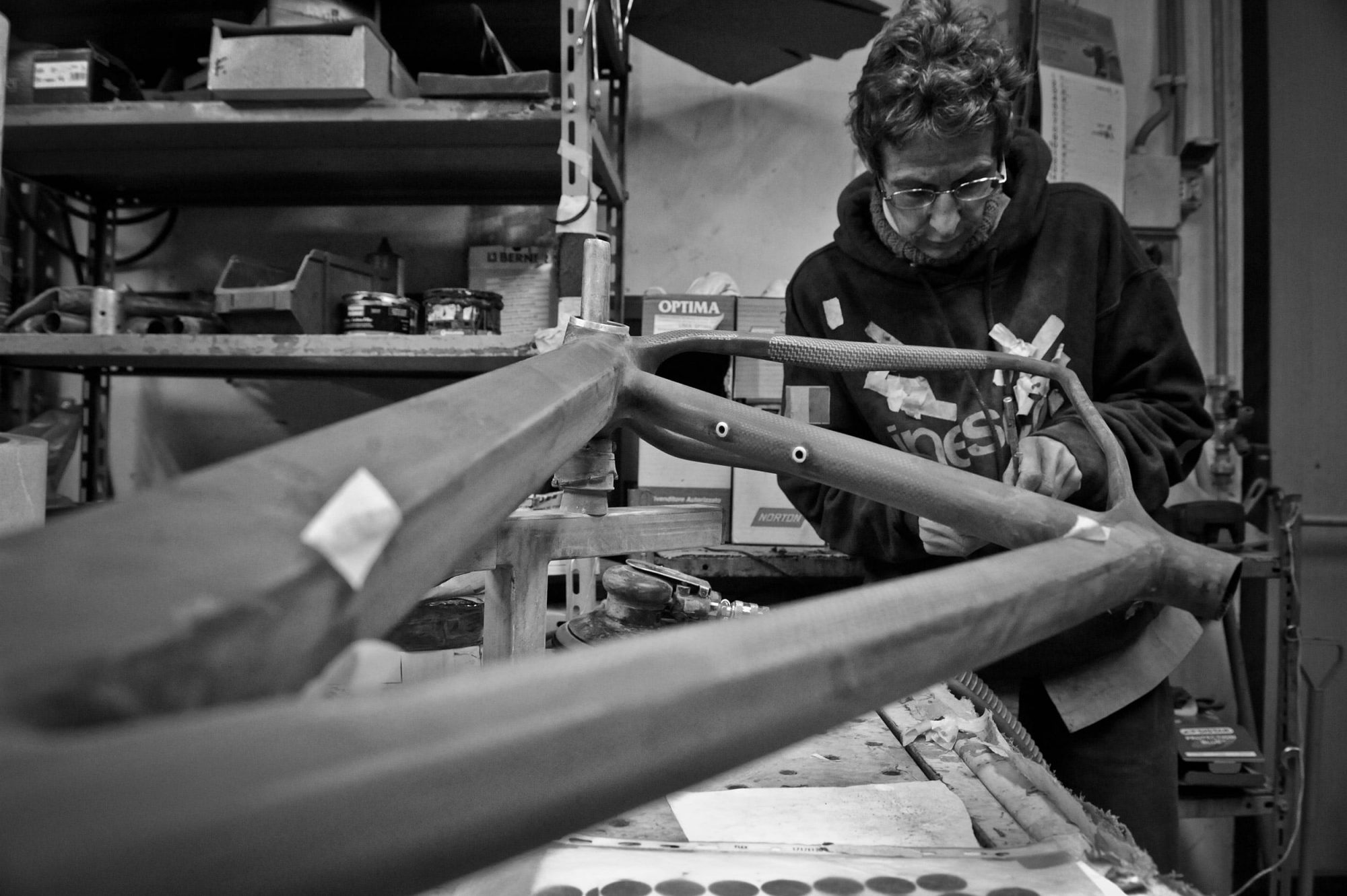 Close-up detail of handcrafted Italian leather being meticulously stitched.