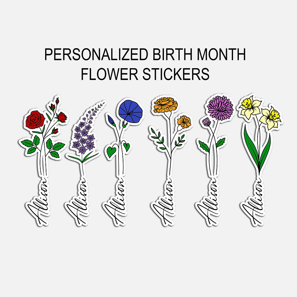 Personalized Birth Month Flower Sticker