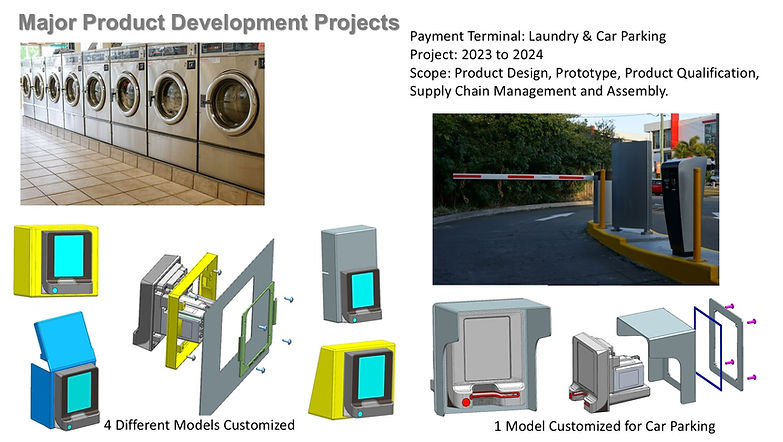 Payment Terminals for Laundry Machines and Car Parking.