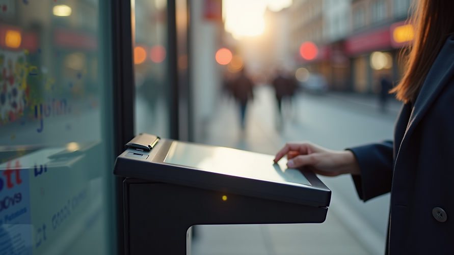 Close-up view of a touchscreen on an outdoor payment terminal