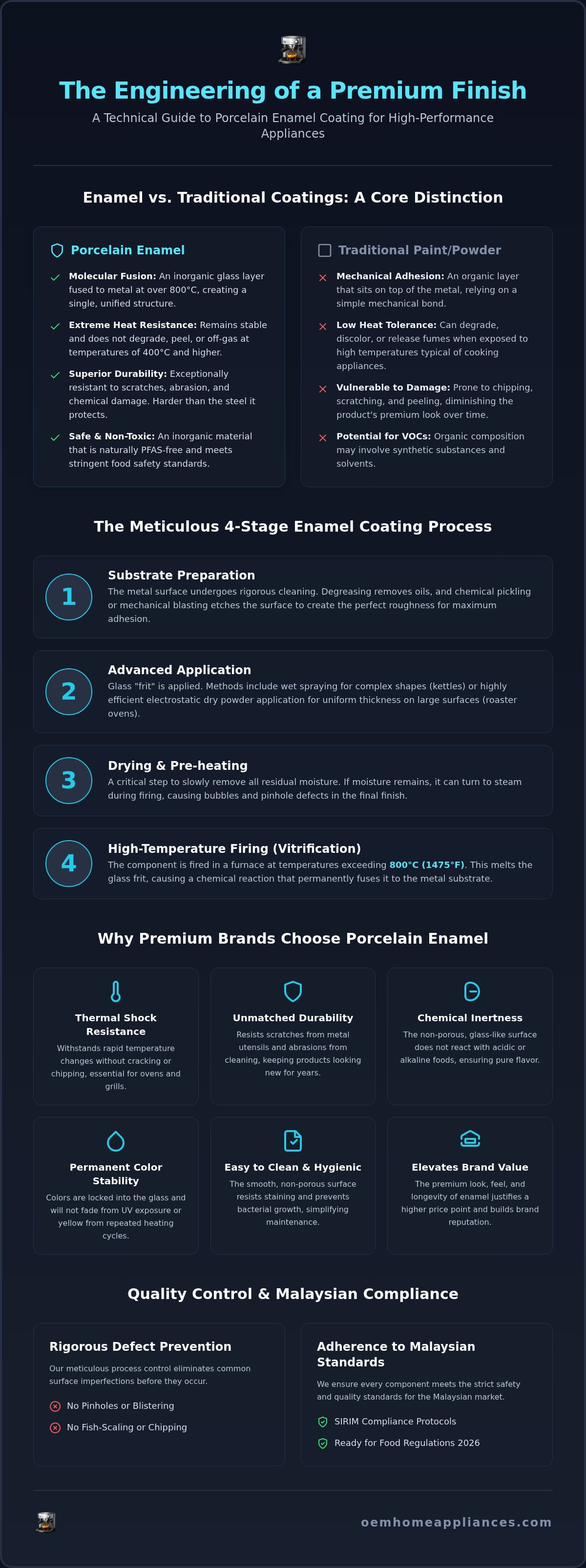 Enamel coating process for appliances